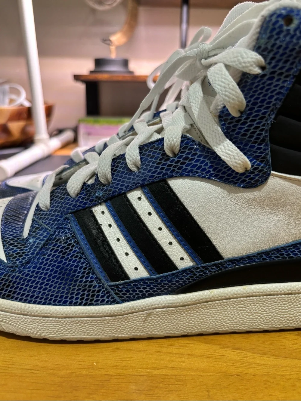 ADIDAS RUN-DMC FLEETWOOD HIGH TOP SNAKESKIN LEATHER SNEAKERS MENS.